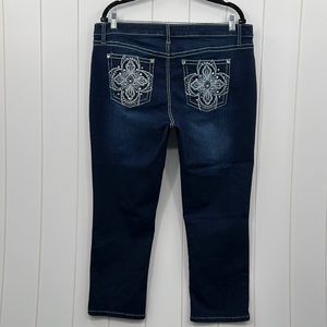 Apt 9 Capri Denim Pants Embroidered Jeweled Pockets Sz 16